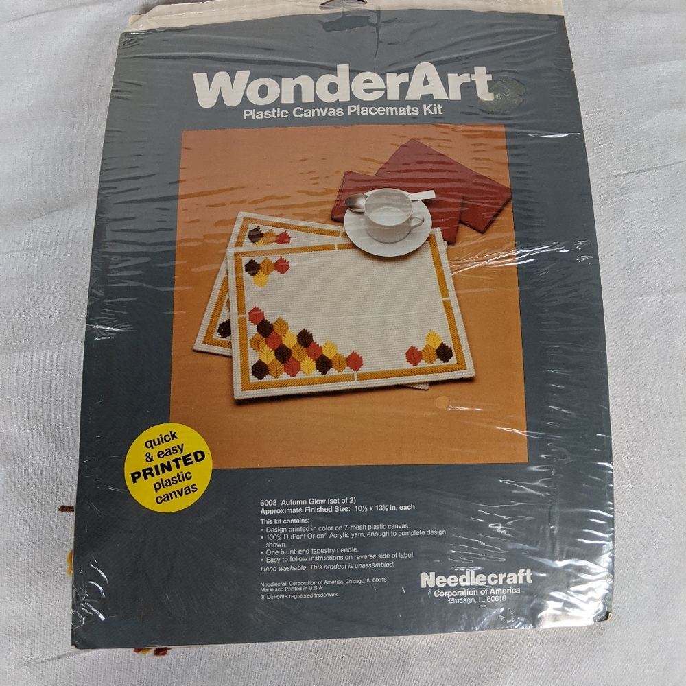 WonderArt Plastic Canvas Placemats Kit Craft Yarn